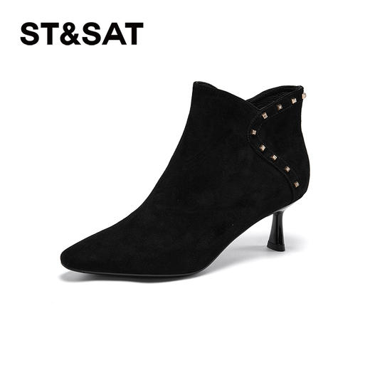 星期六法式优雅尖头细高跟短靴SSC4116419 商品图0