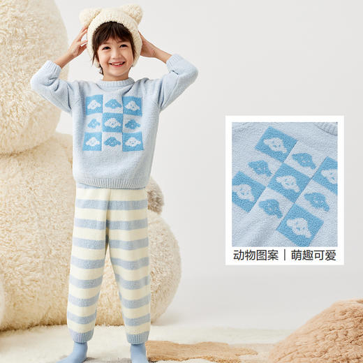 巴拉巴拉宝宝睡衣套装冬季加厚半边绒男女童家居服加绒保暖可外出 商品图3
