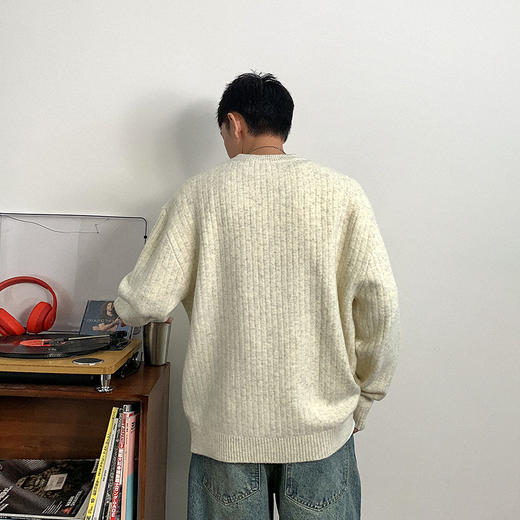 徐太浪含羊毛拼料撞色口袋毛衣男秋季潮牌男装大码高级感扭花上衣 商品图3