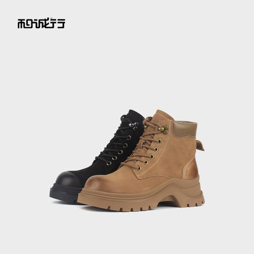 和诚行 2024秋冬新款百搭英伦风厚底短靴女复古时尚马丁靴2020012 商品图3