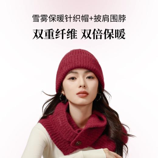 CMS颗里 雪雾保暖针织帽+披肩围脖 商品图5