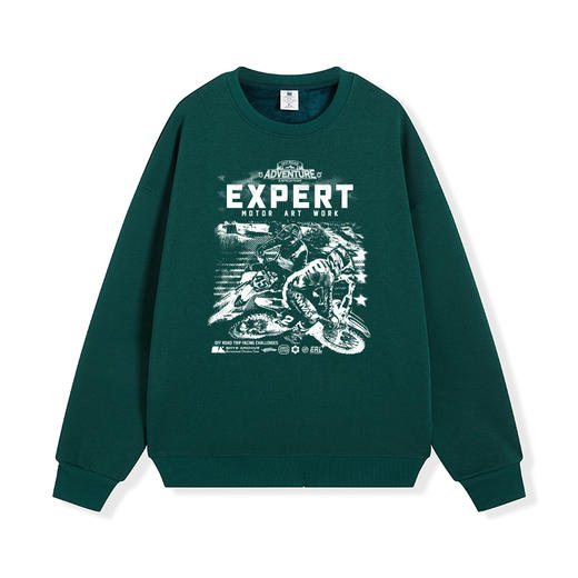 自由基地秋冬新品摩托赛事图设计印花长袖抓绒圆领套头卫衣加厚款 NMT-2186 商品图7