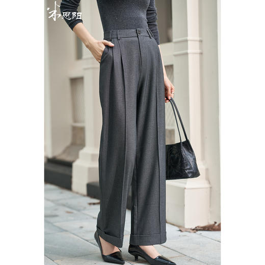 剩S 【腔调阔腿裤】米思阳2026春季新款时尚通勤直筒休闲裤高腰垂顺职业西裤女1889 商品图0
