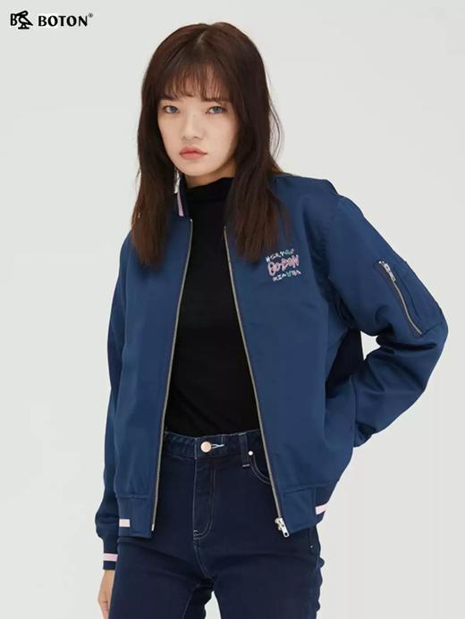 波顿春秋季女士棒球棉服潮流时尚休闲印花短外套棉袄LJ598321 商品图1