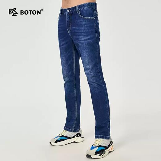 波顿秋冬季浅蓝色牛仔裤直筒修身高端品牌加绒保暖长裤子ME727320 商品图2