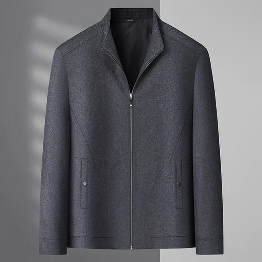 【绵羊毛】【新款DWP】大依优型品质绵羊毛呢大衣立领外套商务夹克男宽松加肥加大码上衣胖子正装休闲 商品图1