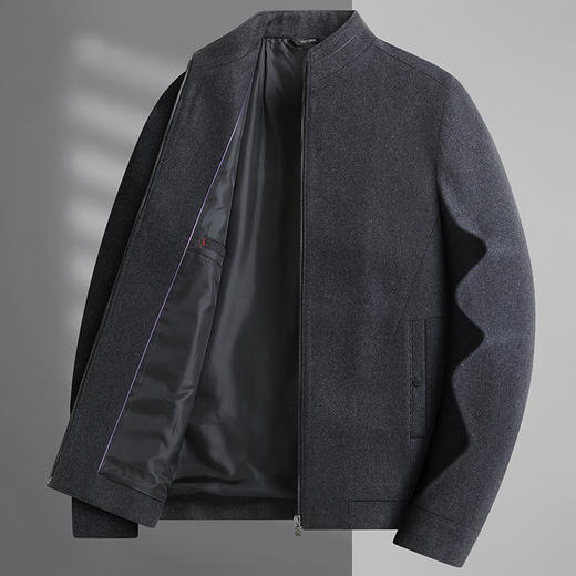 【绵羊毛】【新款DWP】大依优型品质绵羊毛呢大衣立领外套商务夹克男宽松加肥加大码上衣胖子正装休闲 商品图3