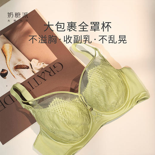 奶糖派甜可可全罩杯文胸大包裹古典蕾丝大胸显小亲肤承托舒适内衣 商品图2