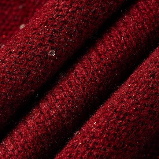 100%羊毛 小金片装饰宽松中长款开衫 商品图4