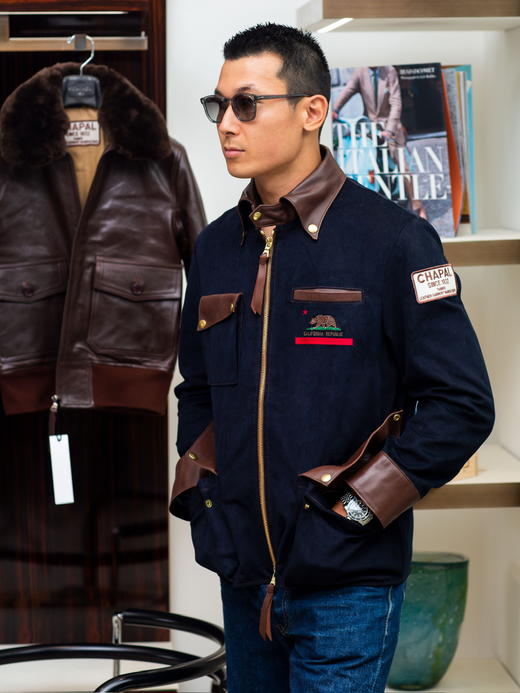 Chapal「Pebble Beach」藏蓝色帆布驾驶夹克 商品图10