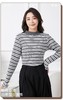 420g考拉绒罗纹椰绒云感衣条纹黑白保暖衣打底衫加绒加厚女士中领T09/2805/M287 商品缩略图3