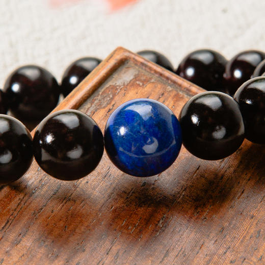 青金顶珠清代檀香紫檀家具老料制手串直径1.2cm 商品图2