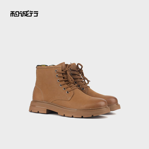 和诚行 2024秋冬新款时尚休闲系带男靴百搭厚底加绒马丁靴1050139 商品图0