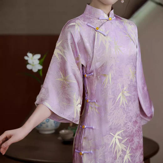 提花古典优雅，复古珍珠八扣民国风旗袍HYM-23635 商品图1