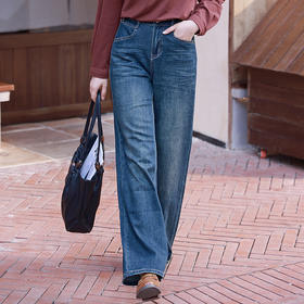 【现货】不挑腿型复古高腰显瘦复古牛仔蓝直筒裤