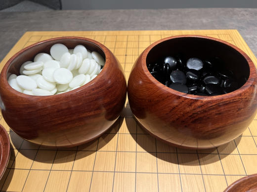 玫瑰红亮光中子+进口花梨木罐+大号4厘米厚实木新榧棋盘 商品图8