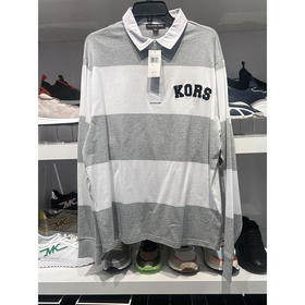 Michael Kors/MK 男士纯棉休闲毛巾绣宽条纹长袖POLO衫