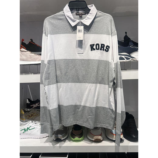 Michael Kors/MK 男士纯棉休闲毛巾绣宽条纹长袖POLO衫 商品图0