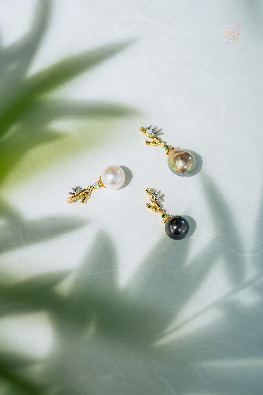 18K金竹韵精品珍珠吊坠 商品图1