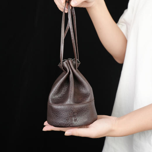 暗香疏影 皮革收纳包 咖色小茶包便携茶具茶杯收纳袋旅行茶壶快客杯袋 商品图8