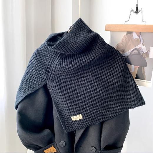 【高领围脖！侧开叉披肩】时尚开叉高领披肩女秋冬季韩版百搭针织围巾防寒保暖套头毛线围脖，很有氛围感的一款开叉披肩，太有设计感了。ry 商品图4