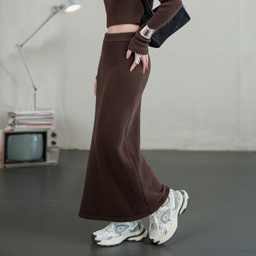 马登美式针织半身裙设计感修身显瘦开叉包臀裙A字一步长裙秋季女 商品图4