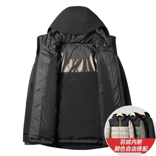 【三合一】【90白鸭绒】【新款DK】大依优型大码连帽羽绒服两件套外套90白鸭绒羽绒男宽松加肥加大码上衣男士胖子休闲商务 商品图8