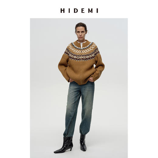 HIDEMI 多重水洗复古感做旧牛仔蓝宽腿长裤牛仔裤 商品图6