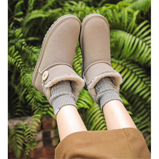 特价亲子款时尚牛皮儿童皮毛一体雪地靴男女大中小童鞋棉鞋保暖雪地靴22-40码 商品图6