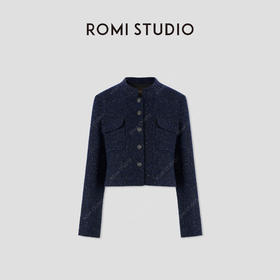 ROMI STUDIO“法式优雅”绵羊毛羊驼毛混纺花纱小香风外套 431W5087