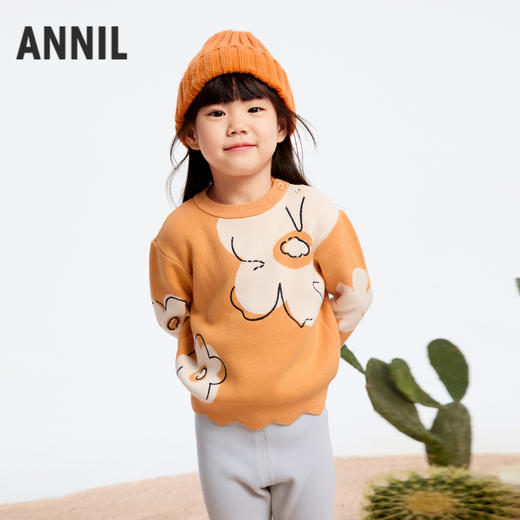 女童超柔全棉圆领毛衣冬季新款安奈儿童装实体店同款XG444585 商品图1