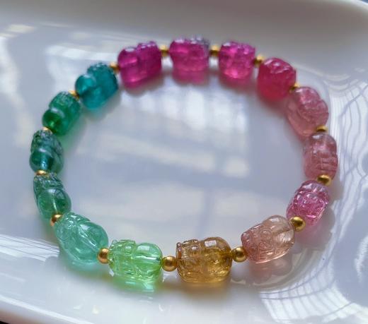 碧玺貔貅18k金手链 14.55g 10-7-6mm 商品图3