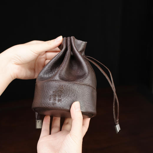 暗香疏影 皮革收纳包 咖色小茶包便携茶具茶杯收纳袋旅行茶壶快客杯袋 商品图9