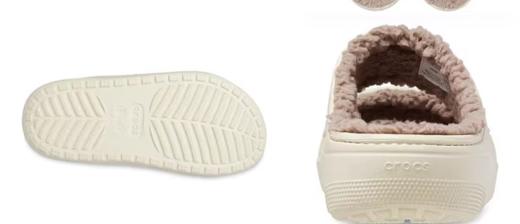 CROCS 骨白色/蘑菇色 经典软绒毛毛凉拖 207446-2YC 商品图1