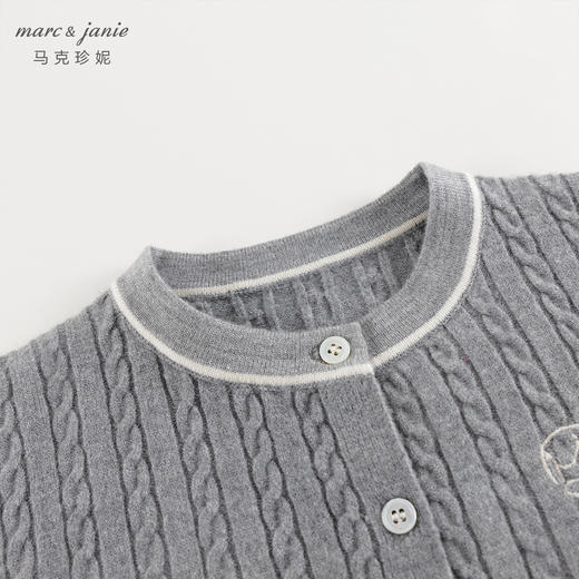 马克珍妮女童复古学院撞色针织毛衣开衫2024年秋冬新款241775 商品图3