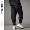 PINLI品立秋冬新款加绒加厚束脚九分裤男暗纹潮牌宽松休闲裤B243117050 商品缩略图2