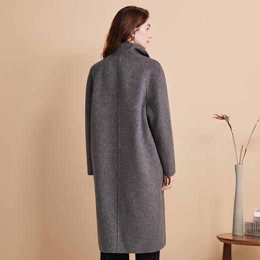 EITIE爱特爱冬季新款大气立领中长款收腰显瘦毛呢大衣外套D2414411 商品图4