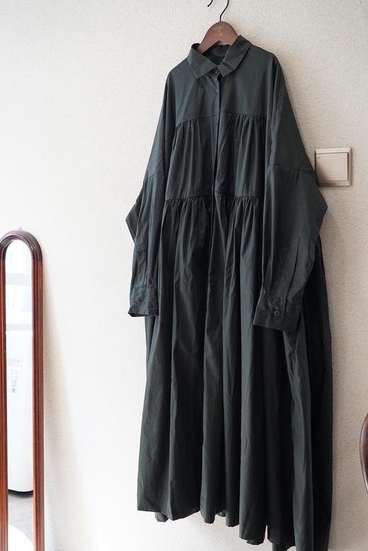 Casey Casey墨绿色衬衫长袖连衣裙 商品图13