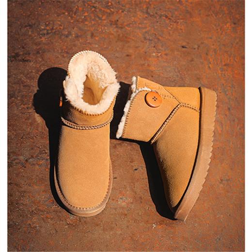 特价亲子款时尚牛皮儿童皮毛一体雪地靴男女大中小童鞋棉鞋保暖雪地靴22-40码 商品图3