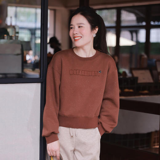 棉质圆领卫衣女秋冬季 设计感小众套头卫衣 商品图0