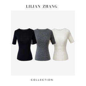 LILIAN ZHANG 秋冬定制扬子纱、一字领中袖羊毛套衫打底衫 2408004