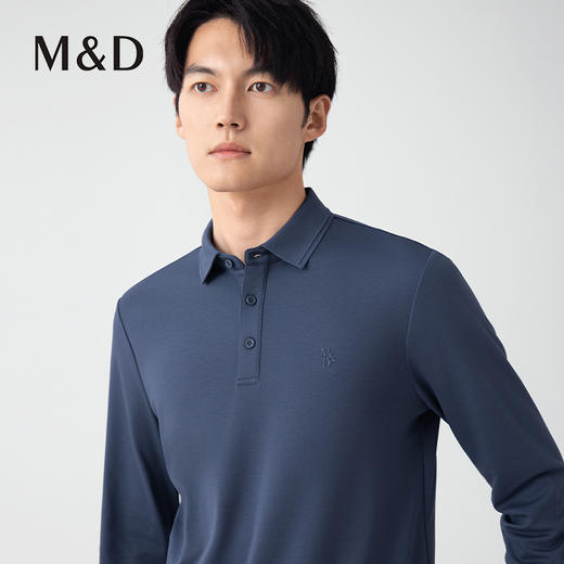 【名盾】无缝衬衫领长袖Polo衫，立体有型，桑蚕丝混纺面料，更柔软舒适，透气干爽M0CL11695B 商品图3