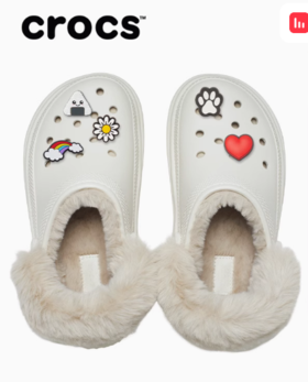 CROCS 水泥灰 雪屋暖棉Clog 208546-160