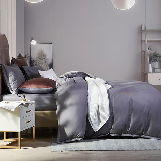 【纯棉】富安娜素绣纯棉床单四件套/伯爵·印象/灰【203*229cm】XHR 商品图1