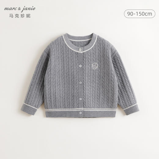 马克珍妮女童复古学院撞色针织毛衣开衫2024年秋冬新款241775 商品图1
