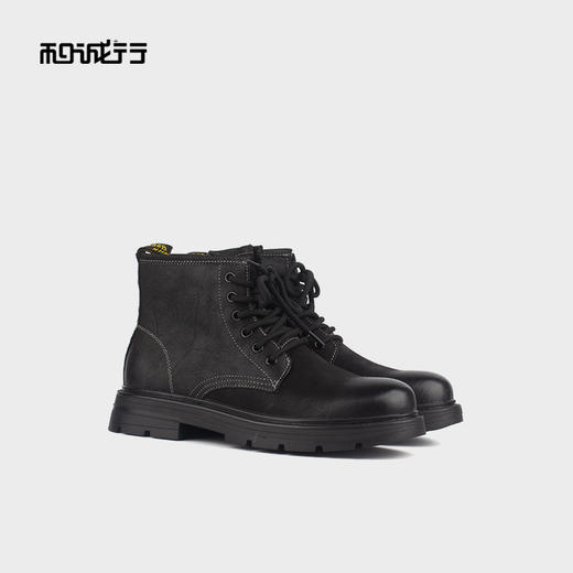 和诚行 2024秋冬新款时尚休闲系带男靴百搭厚底加绒马丁靴1050139 商品图4