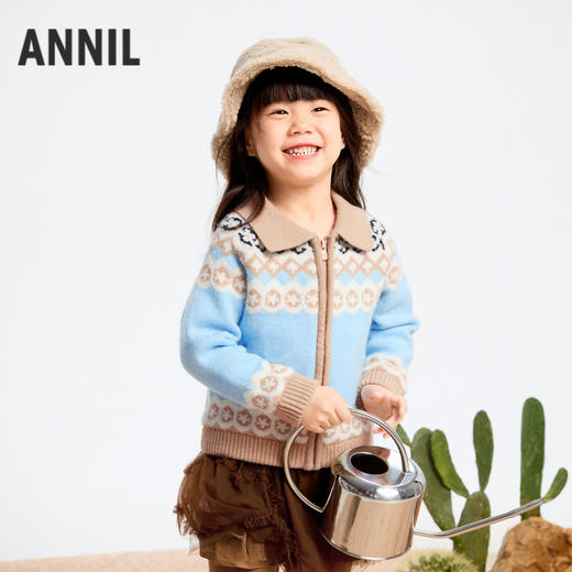 女童北极绒翻领开衫冬季新款安奈儿童装实体店同款XG444586 商品图0