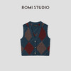 ROMI STUDIO“法式优雅”山羊 绒绵羊毛混纺绒面格纹马甲 431W8049 商品缩略图0