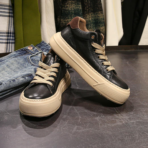 DRONKOO  2024 系带马皮后跟拼棕麂皮皮料中帮板鞋 商品图2