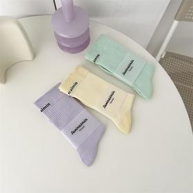 秋冬【纯色中筒袜】日系运动风字母长袜网红外穿 棉袜子ins潮